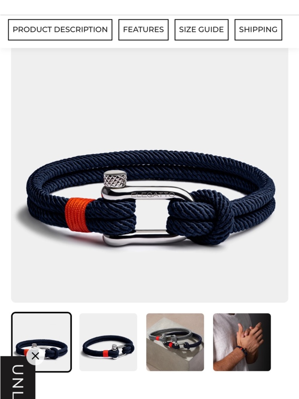 “Alchor Navy” Navy and Red Rope Bracelet with Anchor Clasp - Men
